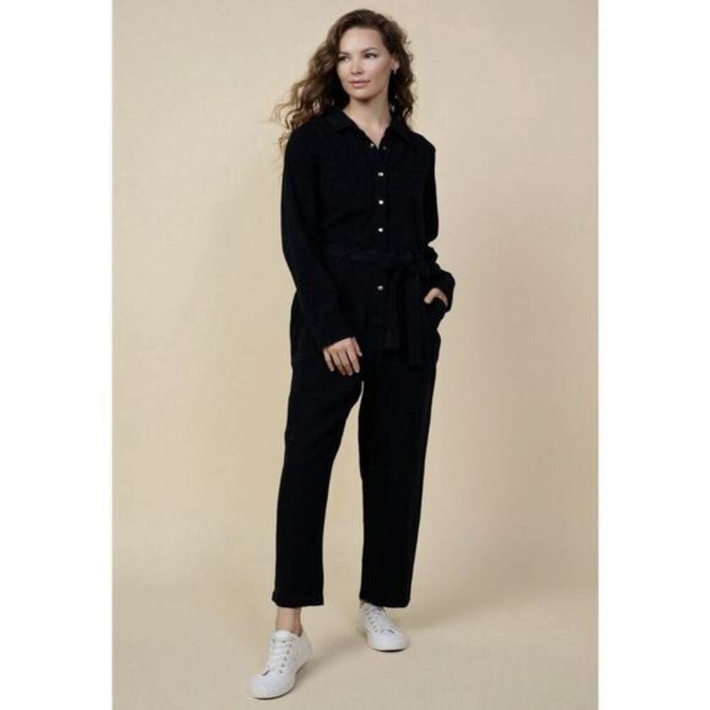 Skies Are Blue Jumpsuit Cotton Twill Black Long‎ Sleeve Utility Size Small